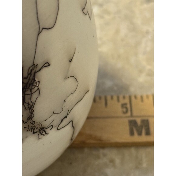 Raku Horse Hair Pottery Vase Round 6.5" Handmade Signed - Picture 9 of 10